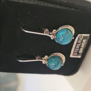 925 Silver Turquoise Drop Earrings